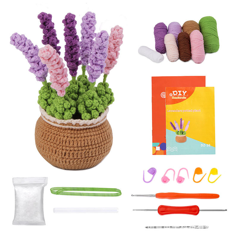 Cross-Border handmade crochet material pack knitted DIY yarn bouquet potted plant style combination set