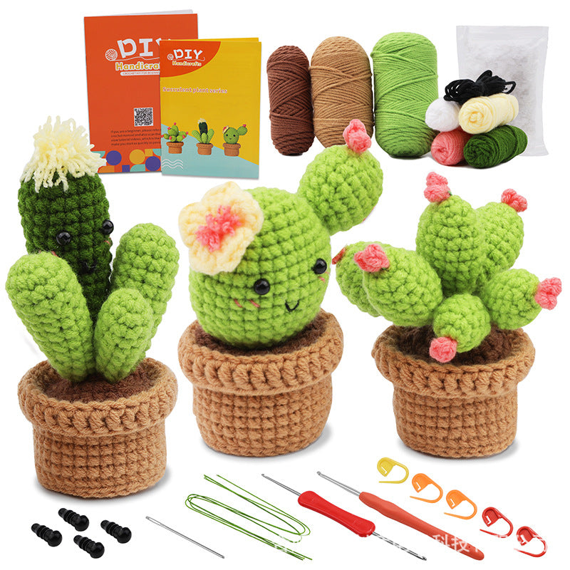Cross-Border handmade crochet material pack knitted DIY yarn bouquet potted plant style combination set
