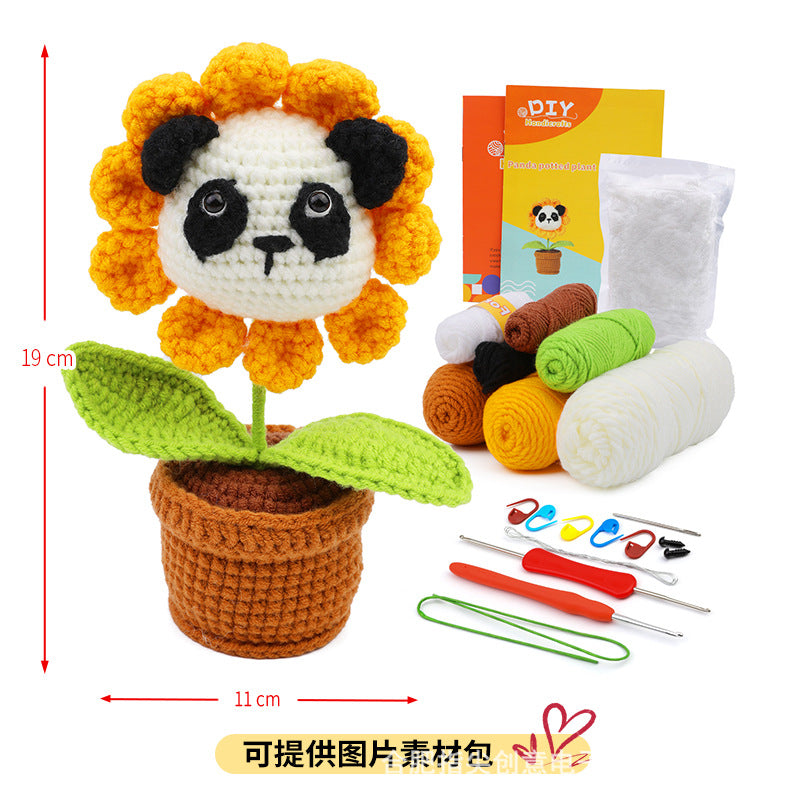 Cross-Border handmade crochet material pack knitted DIY yarn bouquet potted plant style combination set