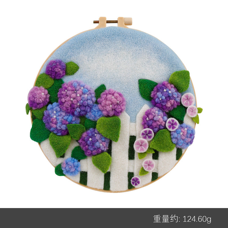 Wool felt poking material bag handmade DIY plant embroidery set containing English instruction manual
