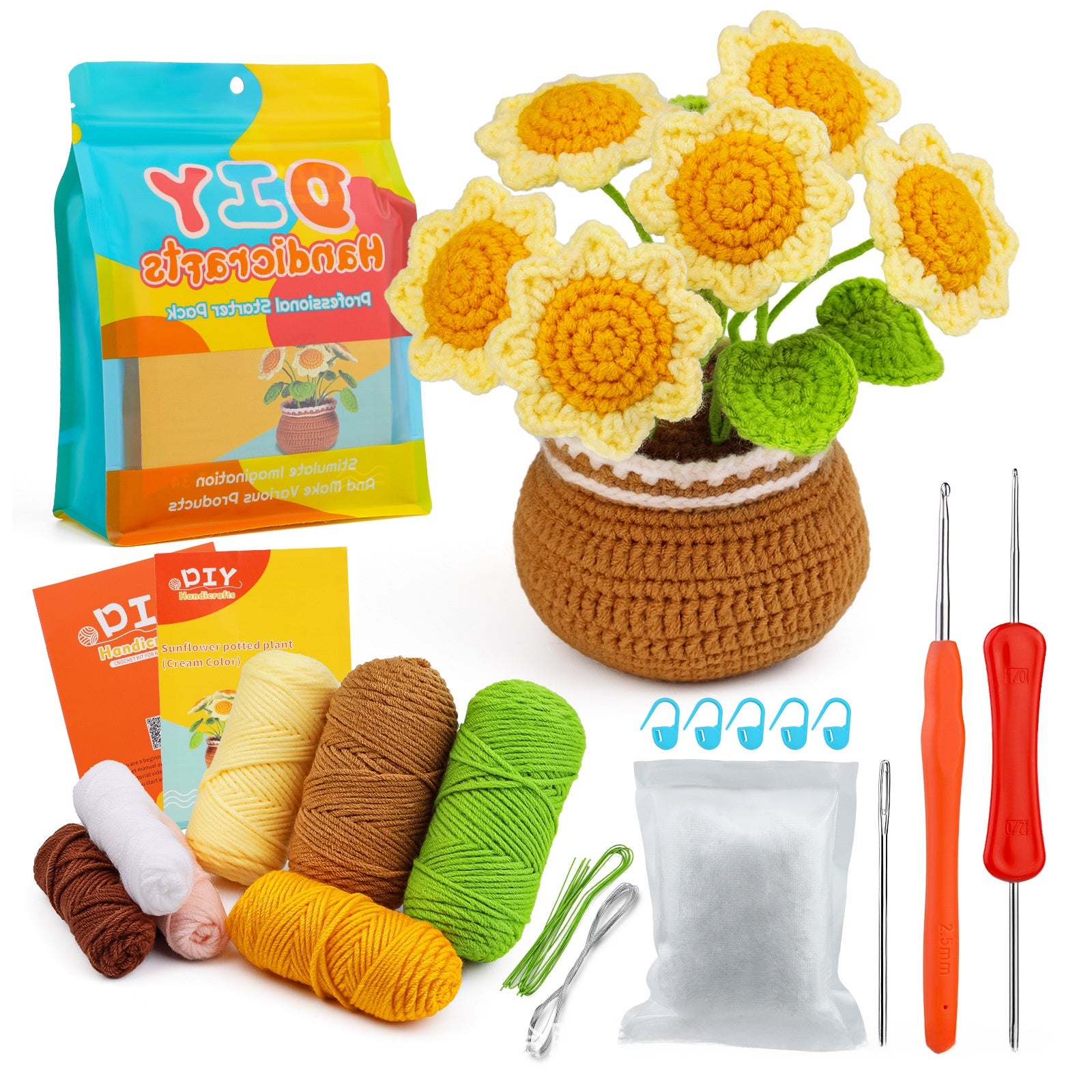 Cross-Border handmade crochet material pack knitted DIY yarn bouquet potted plant style combination set