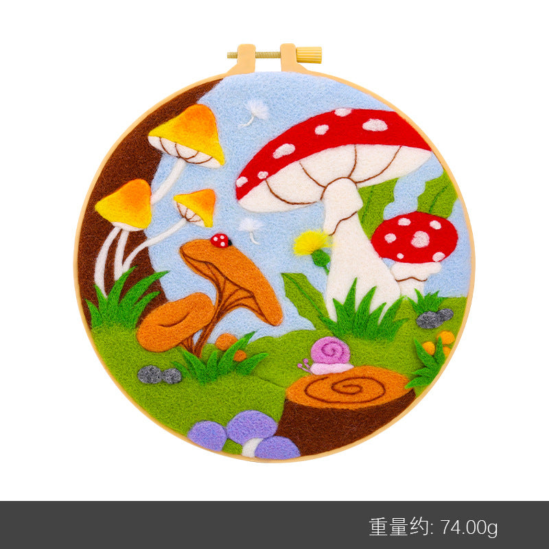 Wool felt poking material bag handmade DIY plant embroidery set containing English instruction manual