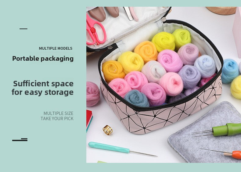 Wool felt set, beginner tool kit, Wool felt poke, material tool storage