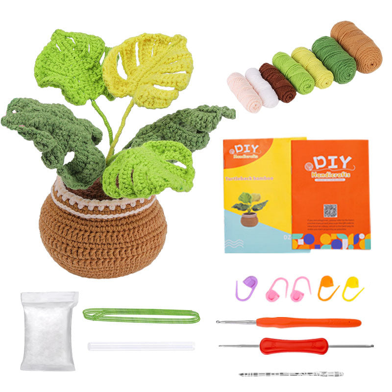 Cross-Border handmade crochet material pack knitted DIY yarn bouquet potted plant style combination set