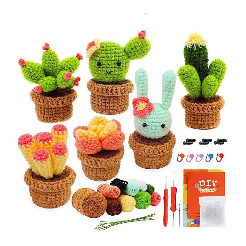 Crochet Kit for Beginners, Crochet Starter Kits, Amigurumi Craft Knitting Crocheting  cactus succulent pot plant kit with Step-by-Step Video Tutorials