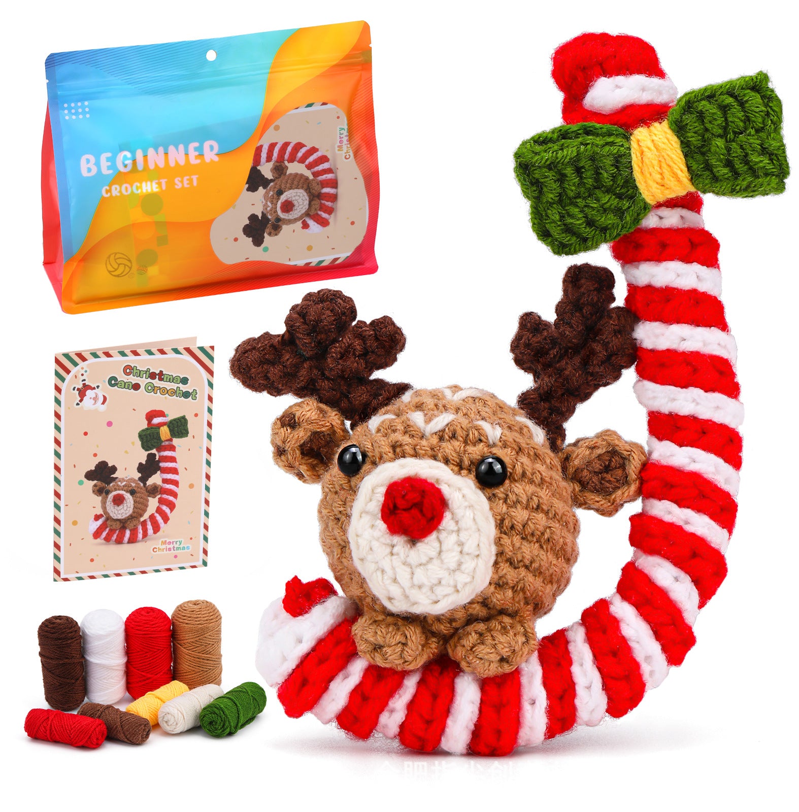 Crochet Kit for Beginners, Crochet Starter Kits, Amigurumi Craft Knitting Crocheting Kits Diy Yarn Knitting Christmas Decoration Pendant Gift with Step-by-Step Video Tutorials