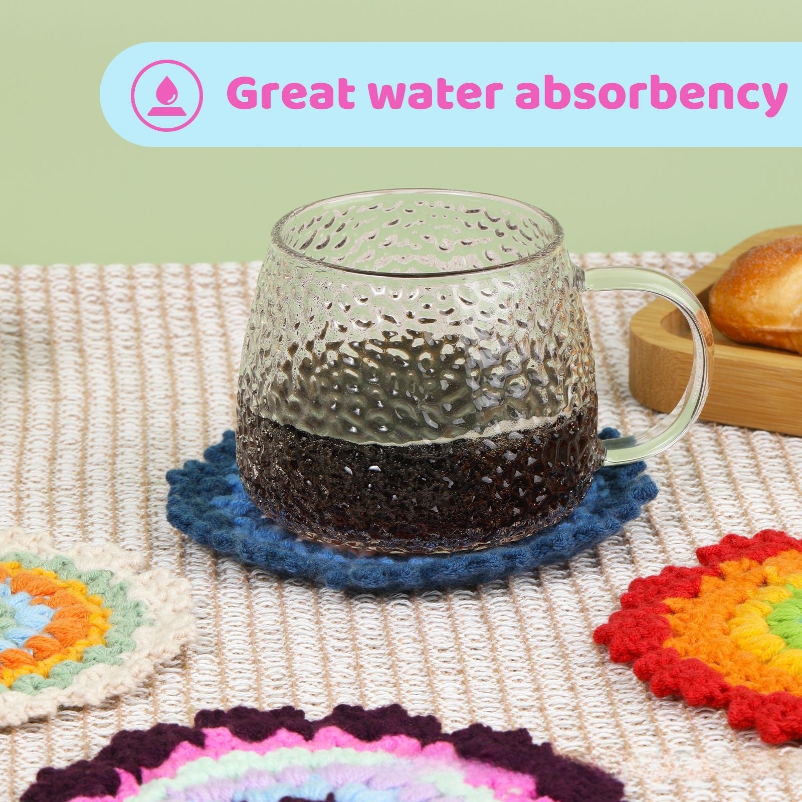 Soleeya Crochet Kit for Beginners Coasters   Knitting Kit for Adults Learn to Crochet Including Yarn Tools and Video Tutorials, DIY Crocheting Craft Gifts