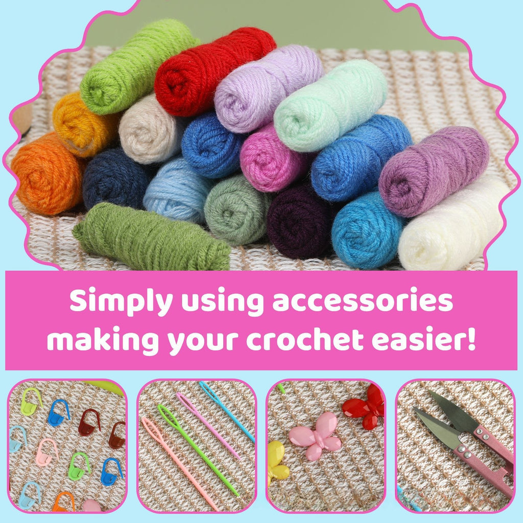 Soleeya Crochet Kit for Beginners Coasters   Knitting Kit for Adults Learn to Crochet Including Yarn Tools and Video Tutorials, DIY Crocheting Craft Gifts