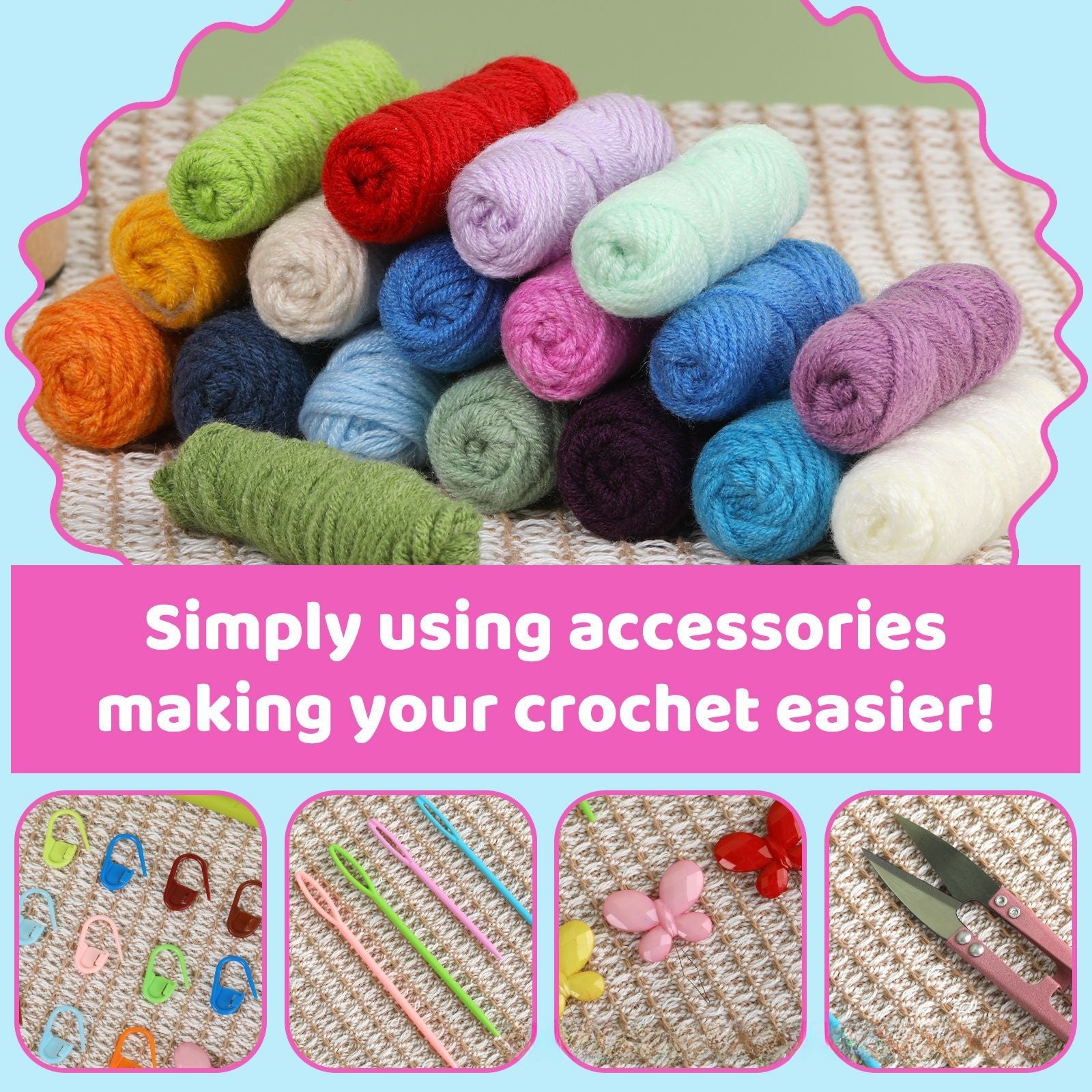 Soleeya Crochet Kit for Beginners Coasters   Knitting Kit for Adults Learn to Crochet Including Yarn Tools and Video Tutorials, DIY Crocheting Craft Gifts