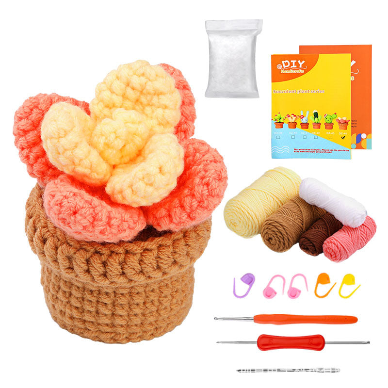 Cross-Border handmade crochet material pack knitted DIY yarn bouquet potted plant style combination set