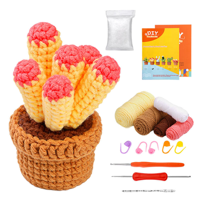 Cross-Border handmade crochet material pack knitted DIY yarn bouquet potted plant style combination set