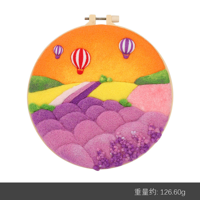 Wool felt poking material bag handmade DIY plant embroidery set containing English instruction manual