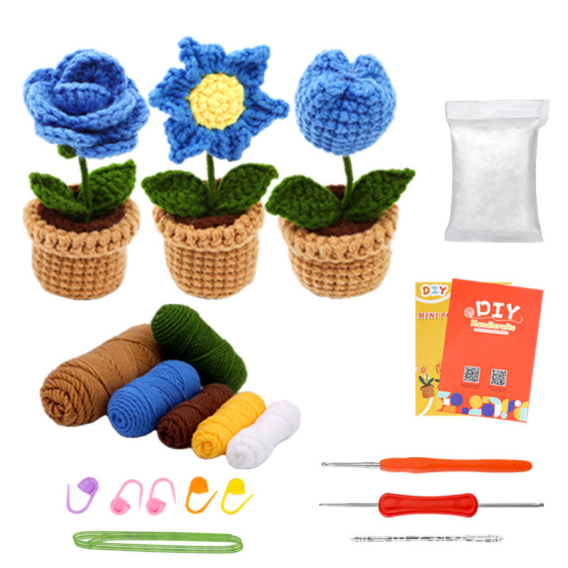 Cross-Border handmade crochet material pack knitted DIY yarn bouquet potted plant style combination set