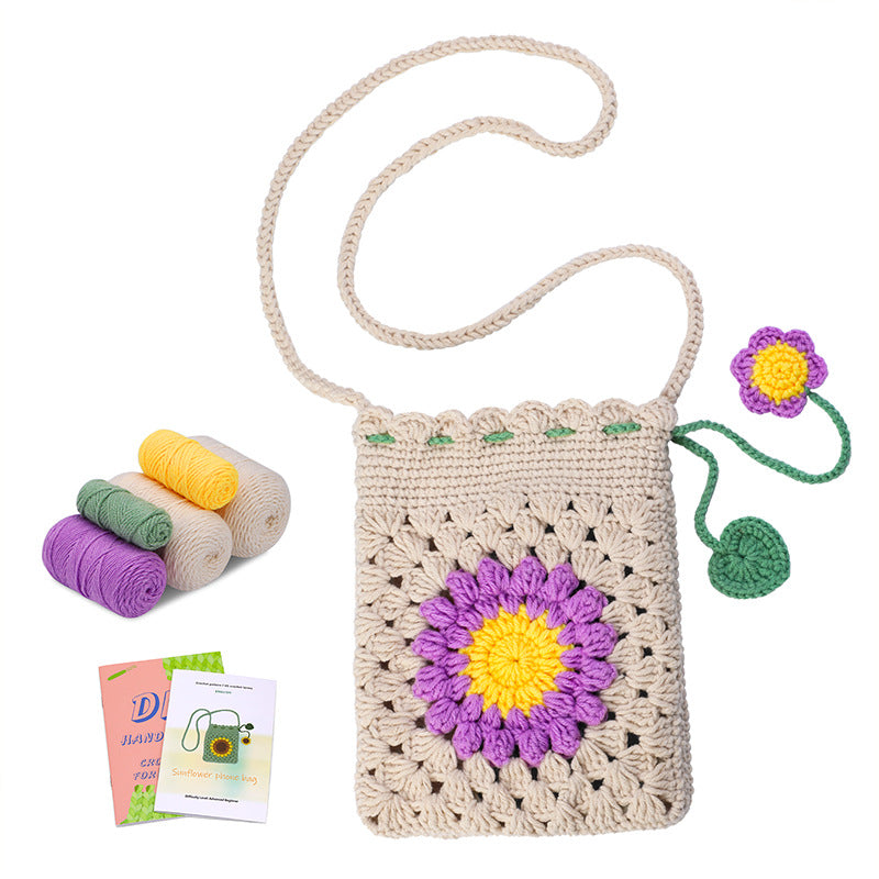 Crochet Kit for Beginners, Crochet Starter Kits, Amigurumi Craft Knitting Crocheting  Green sunflower storage bag Kits with Step-by-Step Video Tutorials