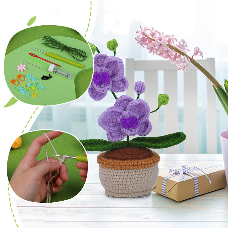 Crochet Kit for Beginners, Crochet Starter Kits, Amigurumi Craft Knitting Crocheting Kits Phalaenopsis   with Step-by-Step Video Tutorials