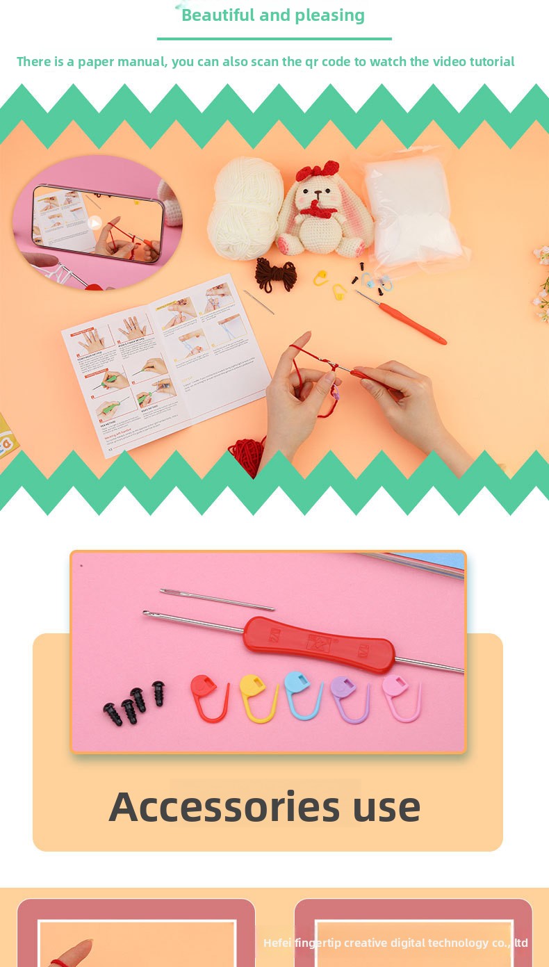 Crochet Kit for Beginners, Crochet Starter Kits, Amigurumi Craft Knitting Crocheting  rabbit Kits with Step-by-Step Video Tutorials
