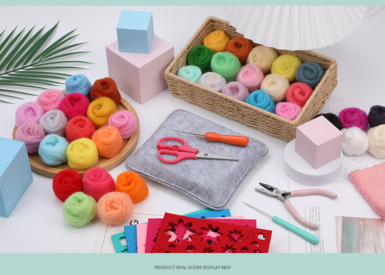 Wool felt set, beginner tool kit, Wool felt poke, material tool storage