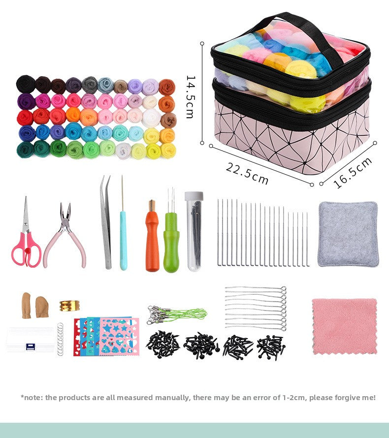 Wool felt set, beginner tool kit, Wool felt poke, material tool storage