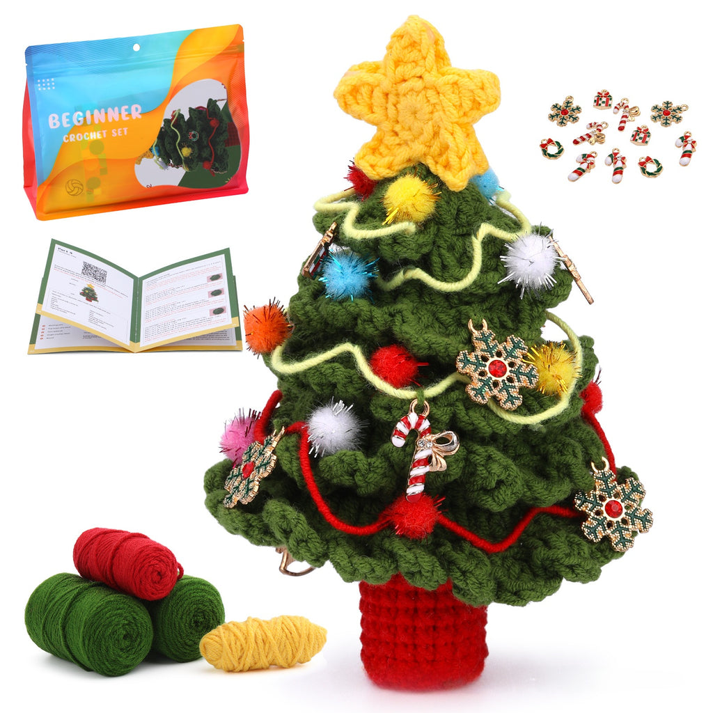 Crochet Kit for Beginners, Crochet Starter Kits, Amigurumi Craft Knitting Crocheting Kits Diy Yarn Knitting Christmas Decoration Pendant Gift with Step-by-Step Video Tutorials