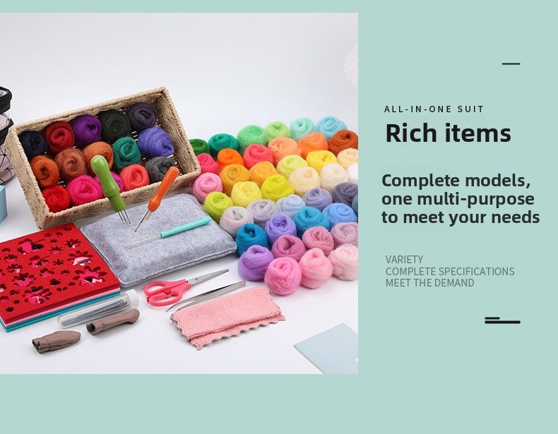 Wool felt set, beginner tool kit, Wool felt poke, material tool storage