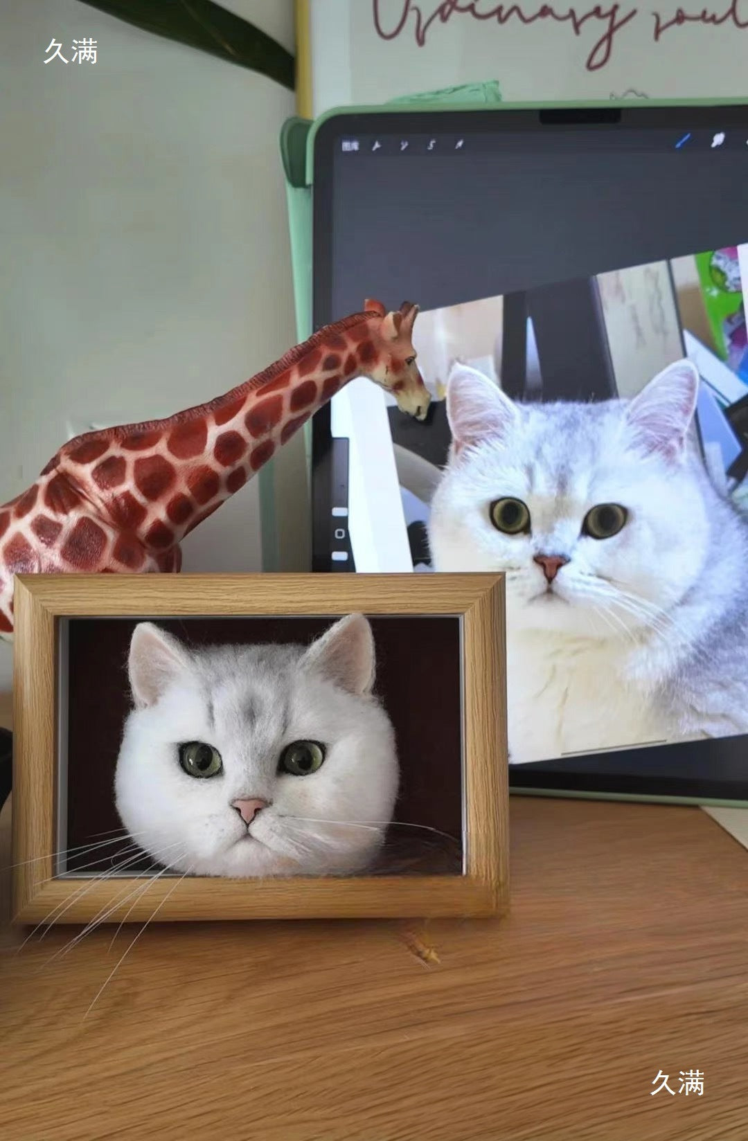 Wool Felt DIY Pet Cat  dog Puppy Full Body Gift Living Room Photo Frame Custom Design