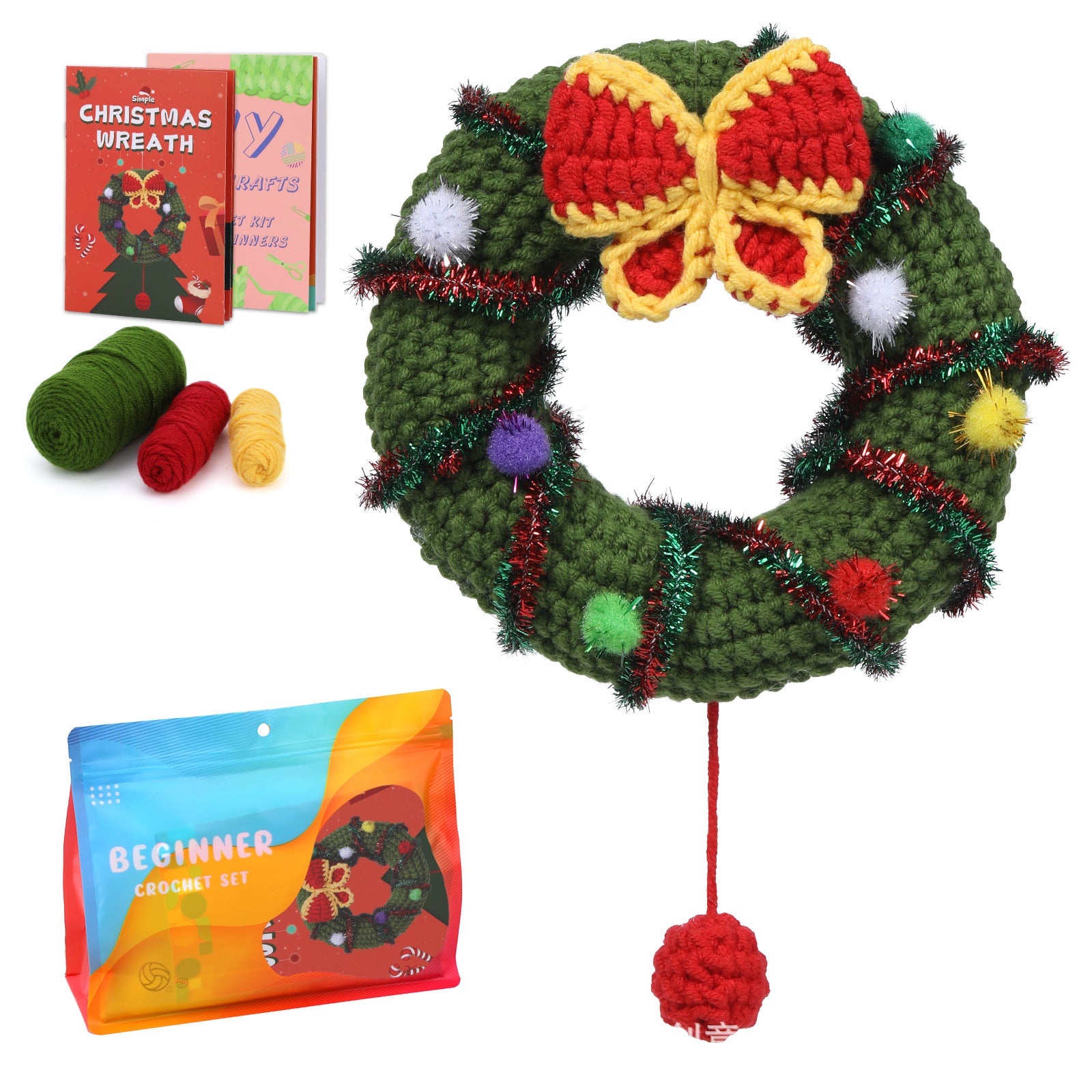 Crochet Kit for Beginners, Crochet Starter Kits, Amigurumi Craft Knitting Crocheting Kits Diy Yarn Knitting Christmas Decoration Pendant Gift with Step-by-Step Video Tutorials