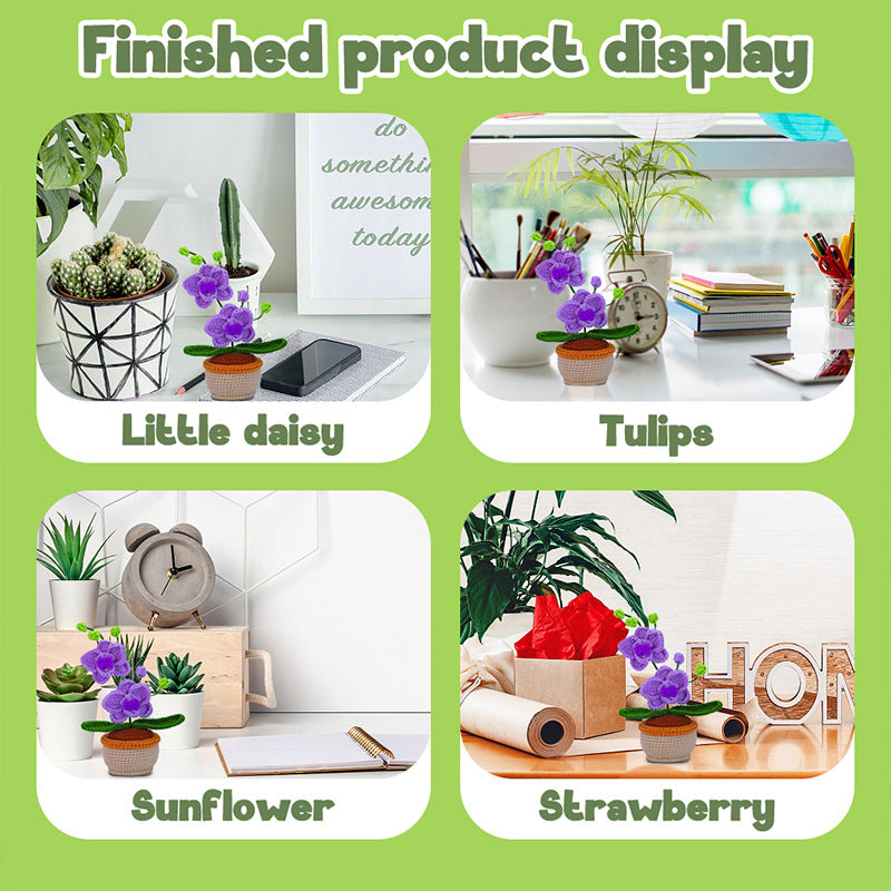 Crochet Kit for Beginners, Crochet Starter Kits, Amigurumi Craft Knitting Crocheting Kits Phalaenopsis   with Step-by-Step Video Tutorials