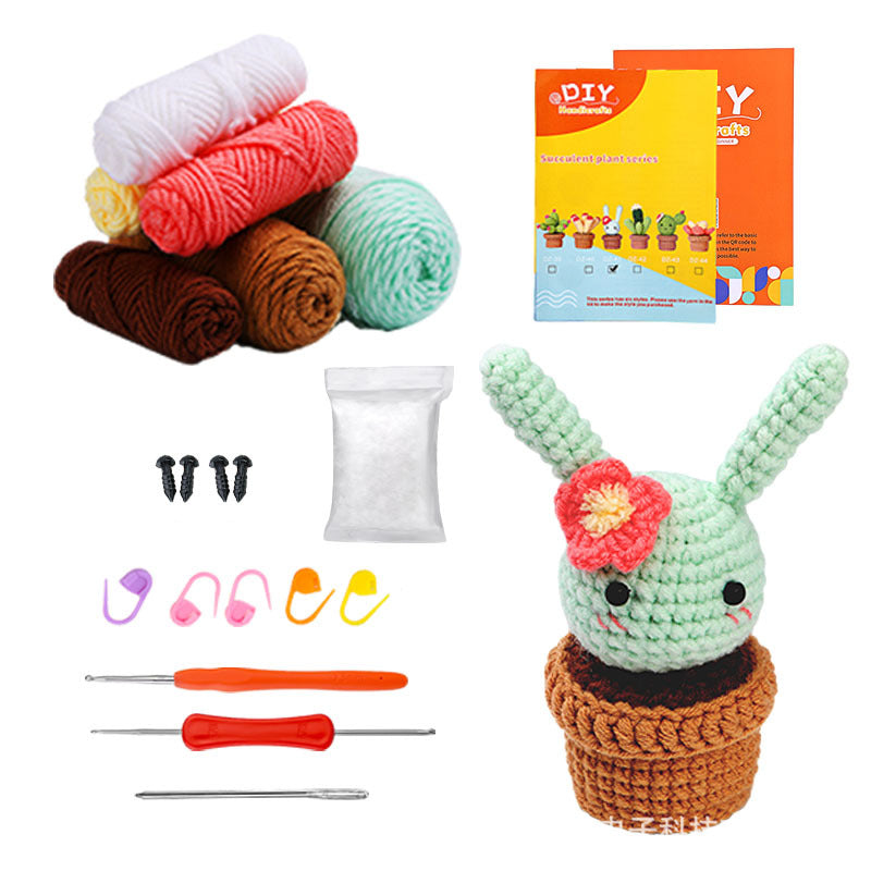 Cross-Border handmade crochet material pack knitted DIY yarn bouquet potted plant style combination set