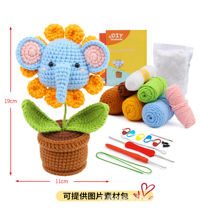Cross-Border handmade crochet material pack knitted DIY yarn bouquet potted plant style combination set