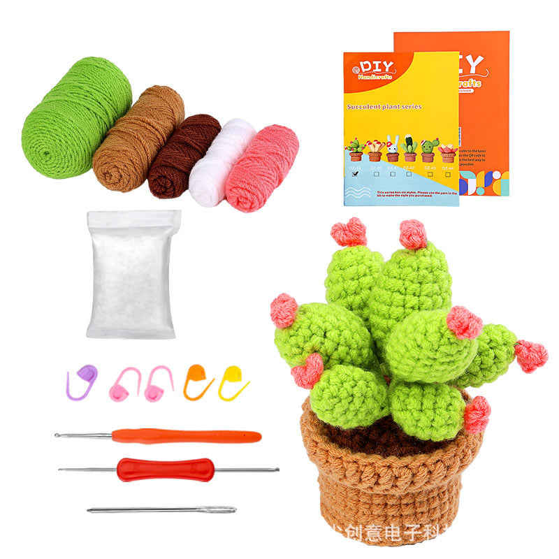 Cross-Border handmade crochet material pack knitted DIY yarn bouquet potted plant style combination set