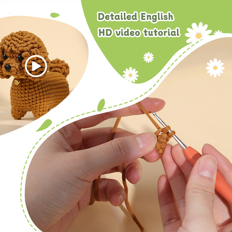 Crochet Kit for Beginners, Crochet Starter Kits, Amigurumi Craft Knitting Crocheting  Teddy dog Kits with Step-by-Step Video Tutorials