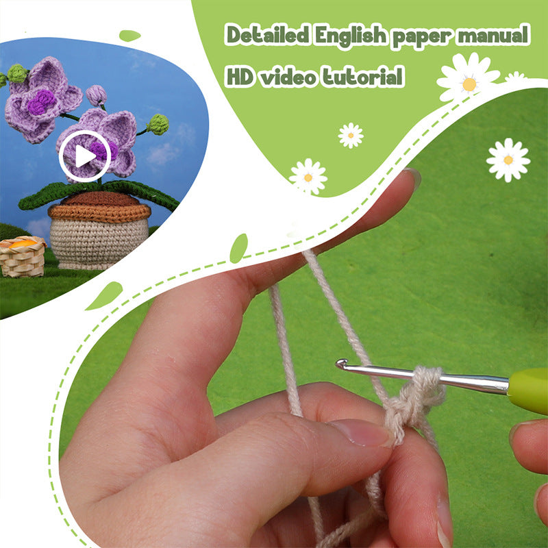 Crochet Kit for Beginners, Crochet Starter Kits, Amigurumi Craft Knitting Crocheting Kits Phalaenopsis   with Step-by-Step Video Tutorials