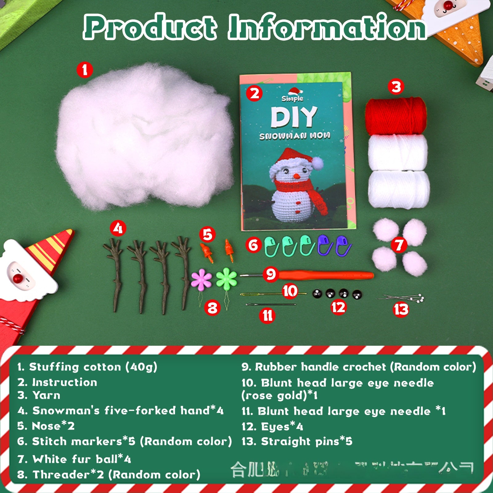Crochet Kit for Beginners, Crochet Starter Kits, Amigurumi Craft Knitting Crocheting Kits Diy Yarn Knitting Christmas Decoration Pendant Gift with Step-by-Step Video Tutorials