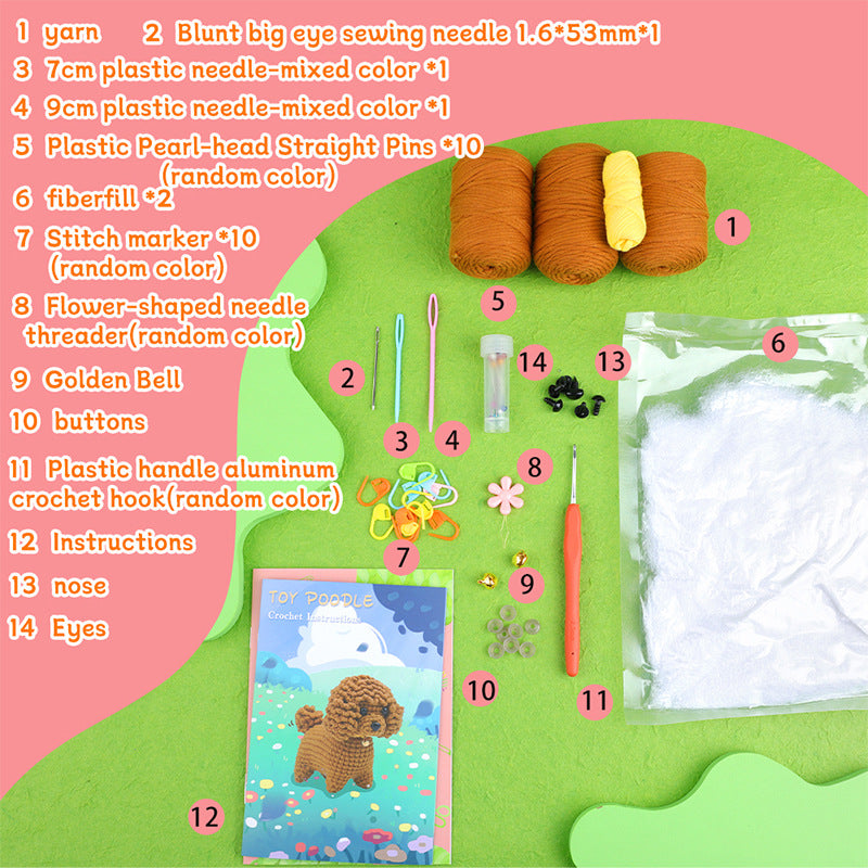 Crochet Kit for Beginners, Crochet Starter Kits, Amigurumi Craft Knitting Crocheting  Teddy dog Kits with Step-by-Step Video Tutorials