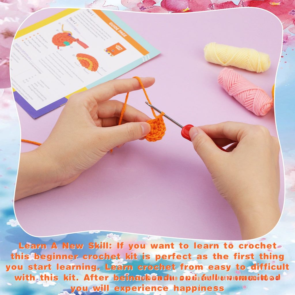 Crochet Kit for Beginners, Crochet Starter Kits, Amigurumi Craft Knitting Crocheting Kits with Step-by-Step Video Tutorials, 6 Pack Hanging Potted Plants Family