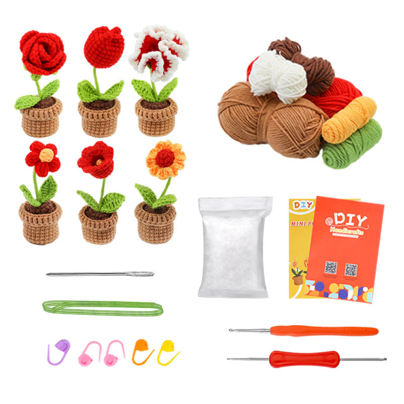 Cross-Border handmade crochet material pack knitted DIY yarn bouquet potted plant style combination set