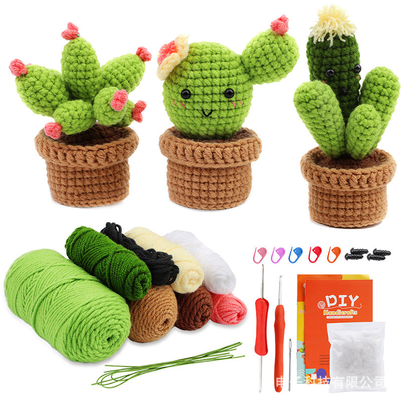 Crochet Kit for Beginners, Crochet Starter Kits, Amigurumi Craft Knitting Crocheting  cactus succulent pot plant kit with Step-by-Step Video Tutorials
