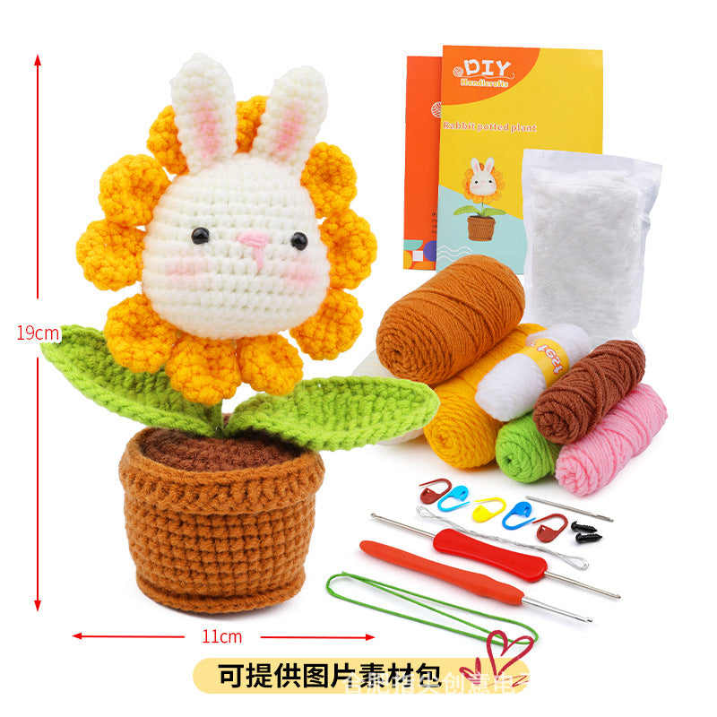 Cross-Border handmade crochet material pack knitted DIY yarn bouquet potted plant style combination set