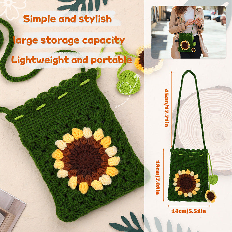 Crochet Kit for Beginners, Crochet Starter Kits, Amigurumi Craft Knitting Crocheting  Green sunflower storage bag Kits with Step-by-Step Video Tutorials