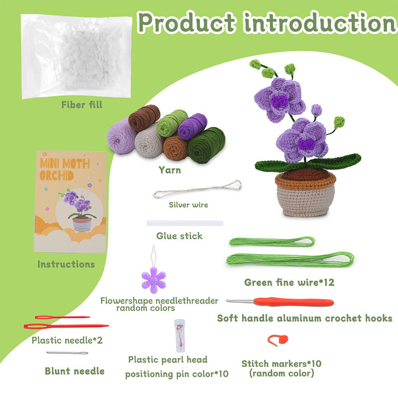 Crochet Kit for Beginners, Crochet Starter Kits, Amigurumi Craft Knitting Crocheting Kits Phalaenopsis   with Step-by-Step Video Tutorials