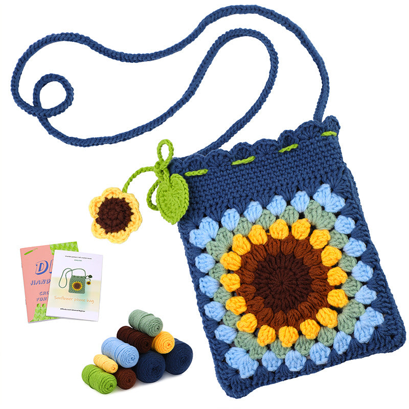 Crochet Kit for Beginners, Crochet Starter Kits, Amigurumi Craft Knitting Crocheting  Green sunflower storage bag Kits with Step-by-Step Video Tutorials