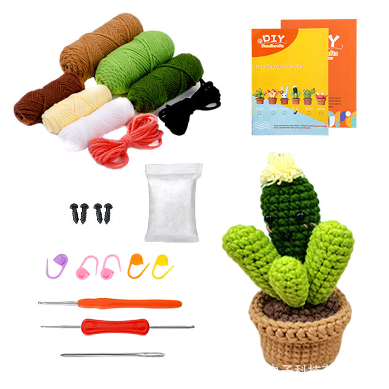 Cross-Border handmade crochet material pack knitted DIY yarn bouquet potted plant style combination set