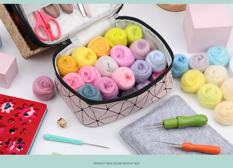 Wool felt set, beginner tool kit, Wool felt poke, material tool storage