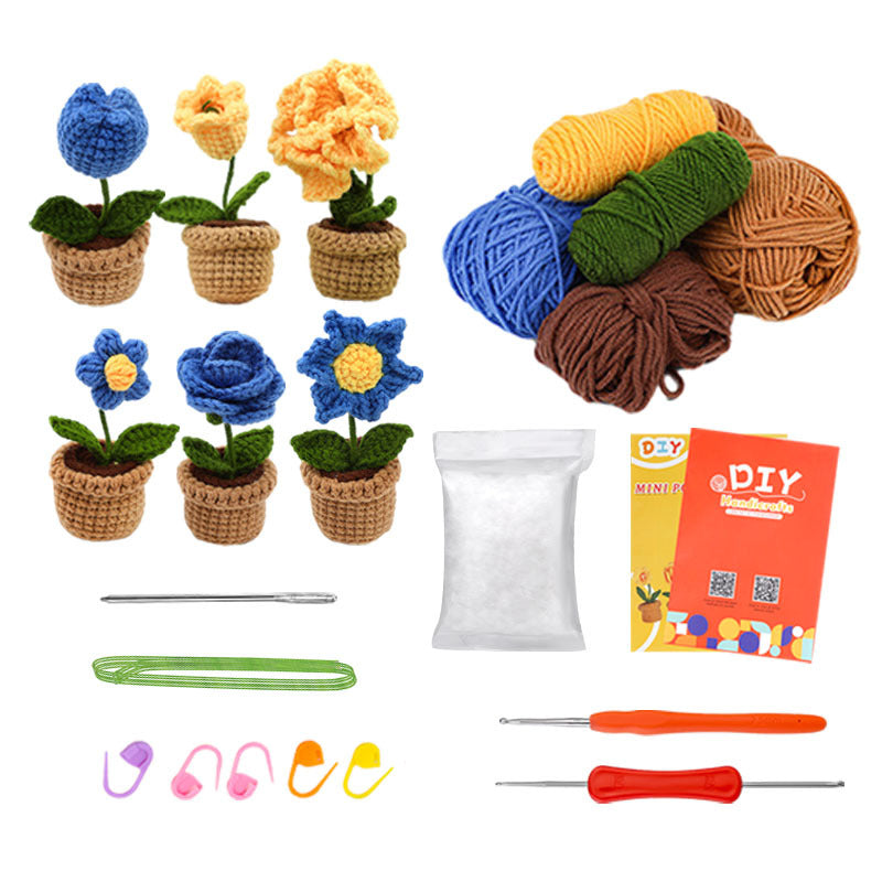 Cross-Border handmade crochet material pack knitted DIY yarn bouquet potted plant style combination set