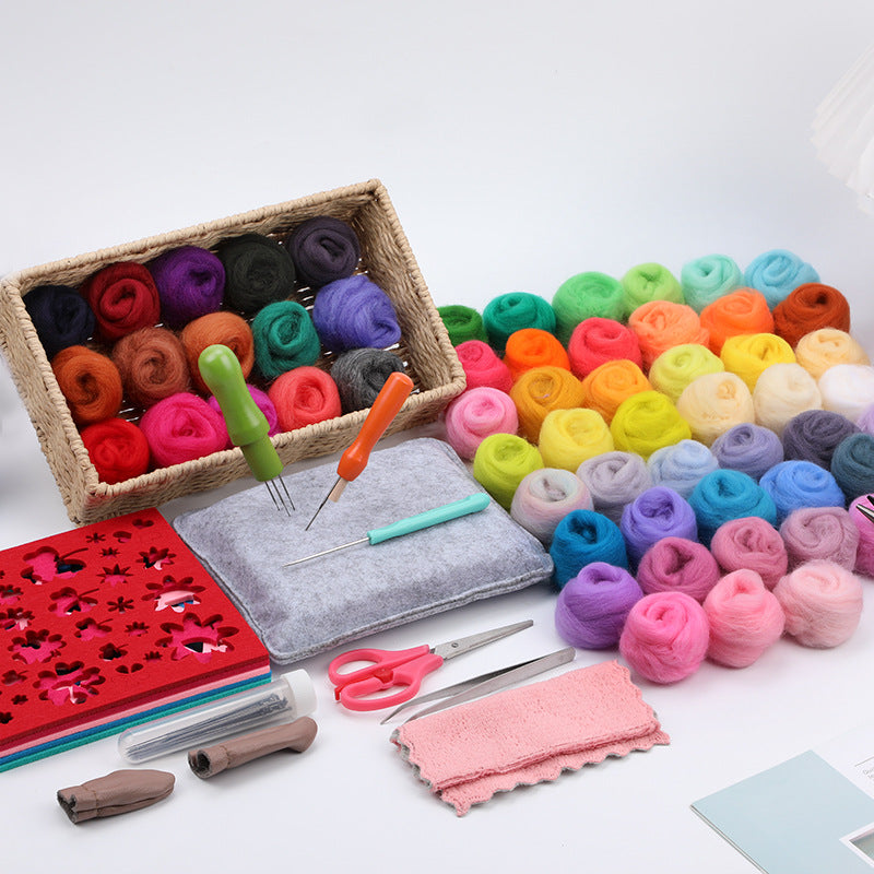 Wool felt set, beginner tool kit, Wool felt poke, material tool storage