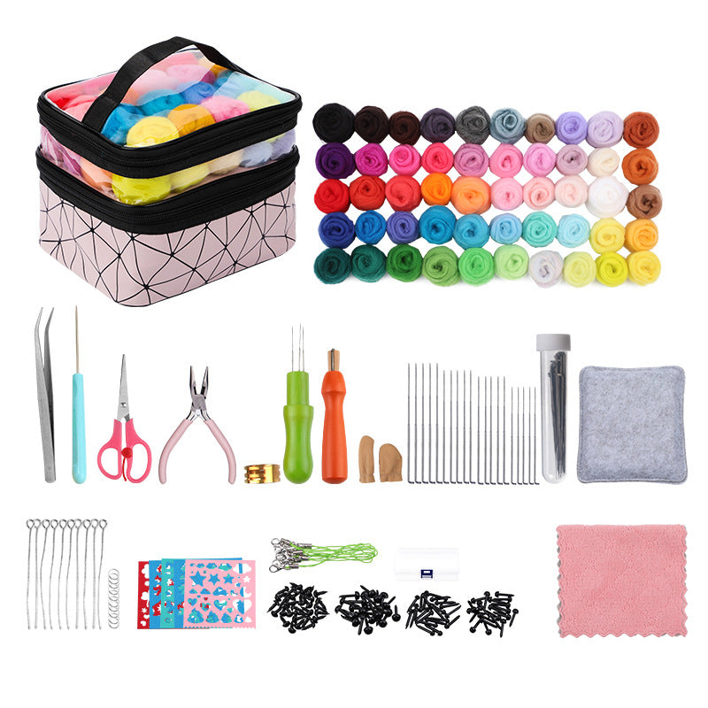 Wool felt set, beginner tool kit, Wool felt poke, material tool storage