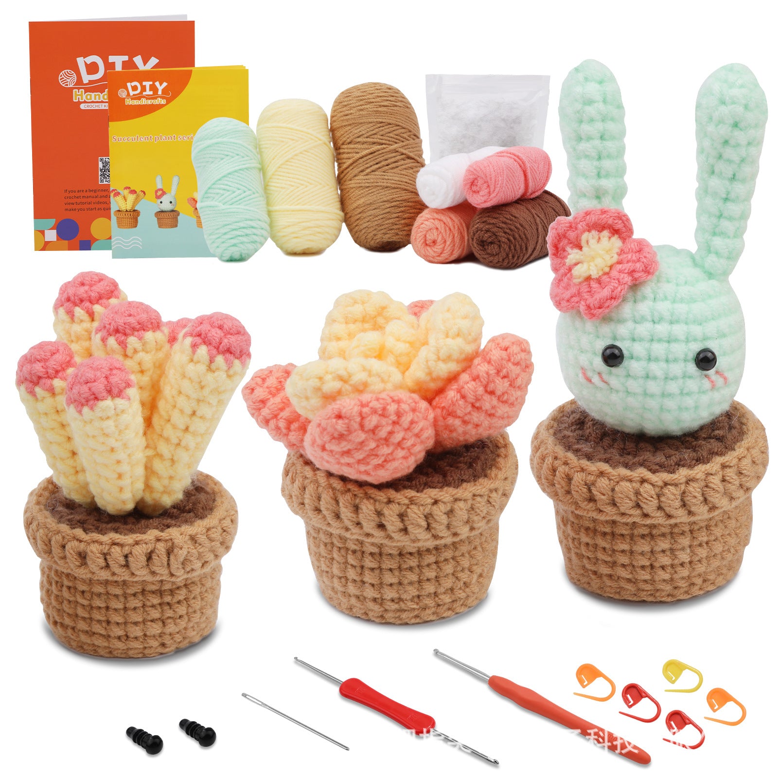 Cross-Border handmade crochet material pack knitted DIY yarn bouquet potted plant style combination set