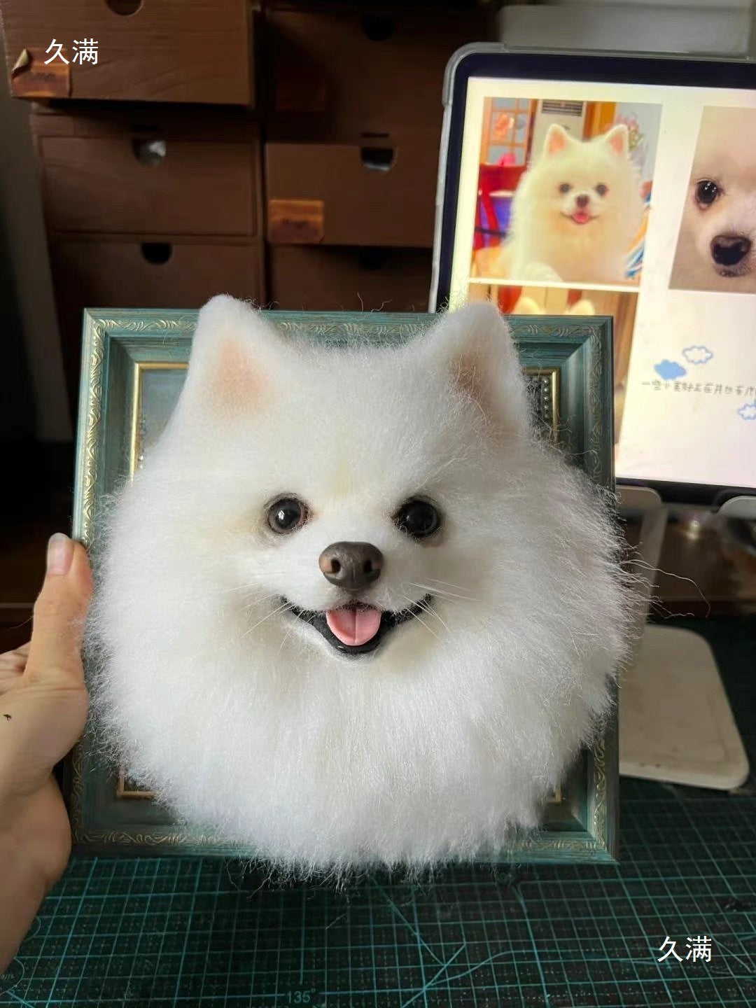 Wool Felt DIY Pet Cat  dog Puppy Full Body Gift Living Room Photo Frame Custom Design